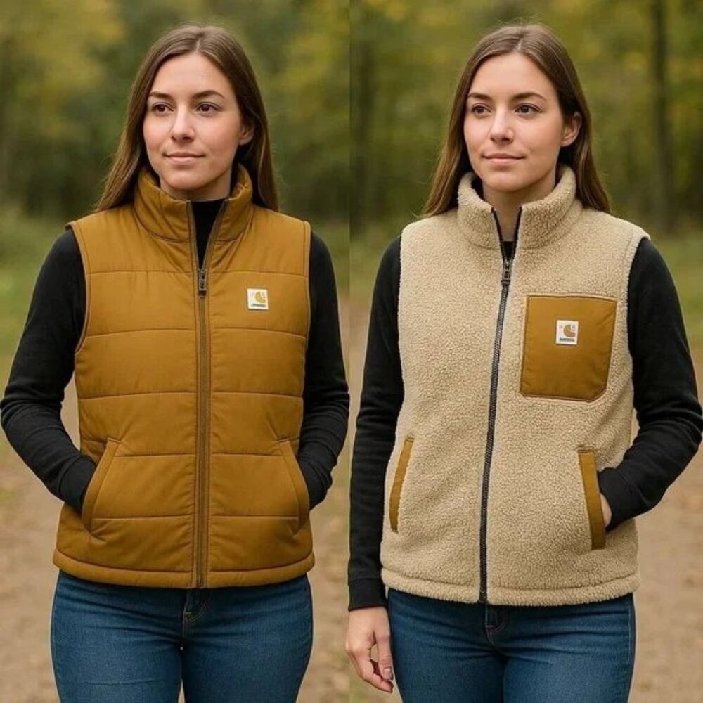 Carhartt Womens Montana Insulated Reversible Vest Relaxed Oak Brown 3X